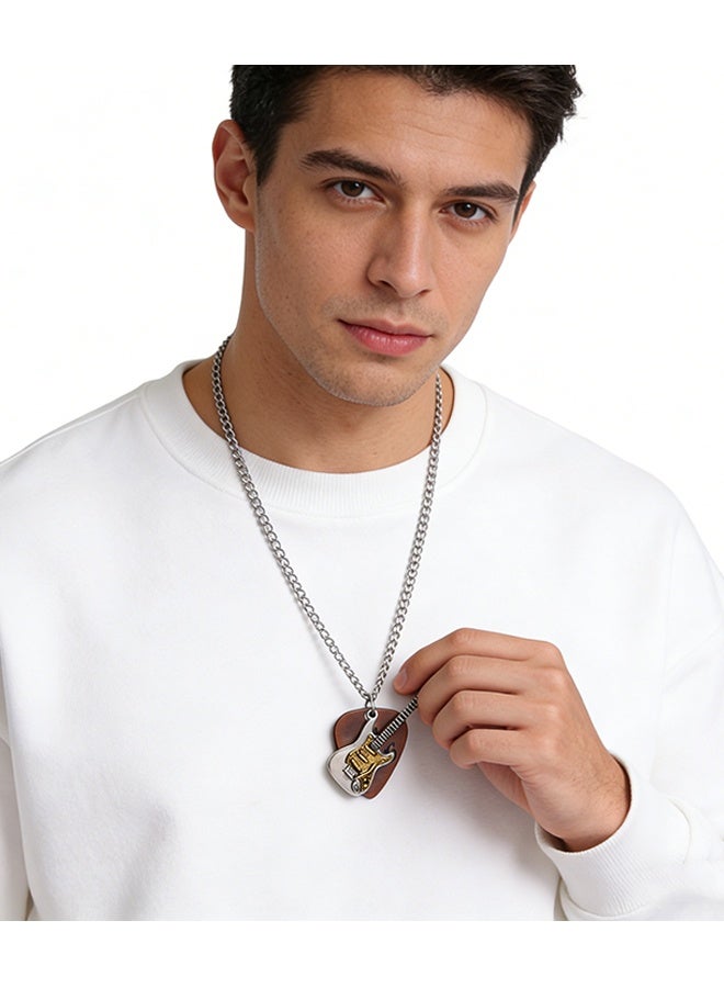 Happy D Guitar Pick Necklace for Men and Women, Personalized Cool Rock Guitar Pendant Necklace, Music Lover, Hip-Hop, Biker, Party Fashion Jewelry with Box - Image 5